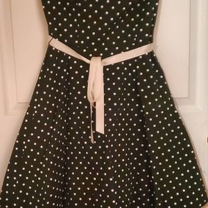 Papaya 2010s Fashion polka dot strapless dress.